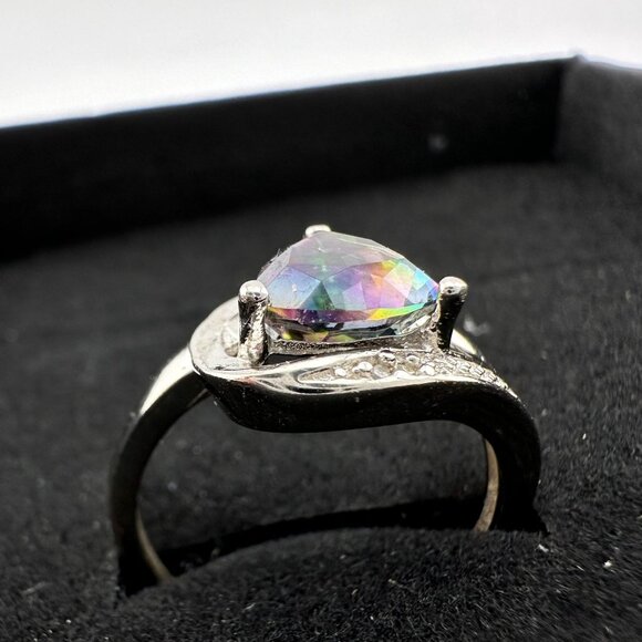 Trillion Cut Mystic Topaz Ring Size 7 - Sterling - Picture 16 of 16